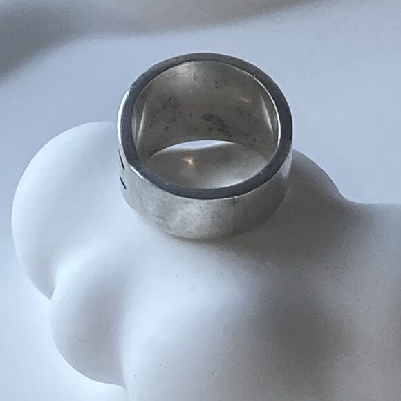 VTG Sterling Silver 925 Native American Tribal Overlay Ring SZ 7.5 UNISEX 10.5g - Picture 9 of 10